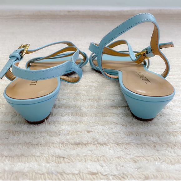 Talbots aqua Capri Crossed Napa Wedge Sandals - Picture 5 of 12